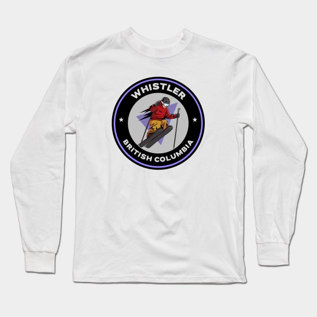 Whistler, British Columbia Skiing Long Sleeve T-Shirt by Mountain Morning Graphics